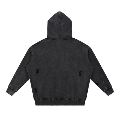 Snow Washed Distressed Cemented Hoodie