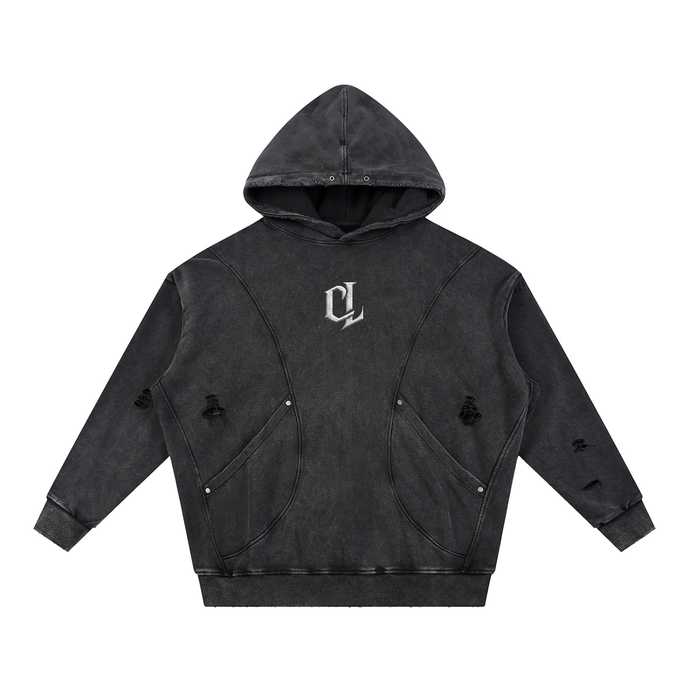 Snow Washed Distressed Cemented Hoodie