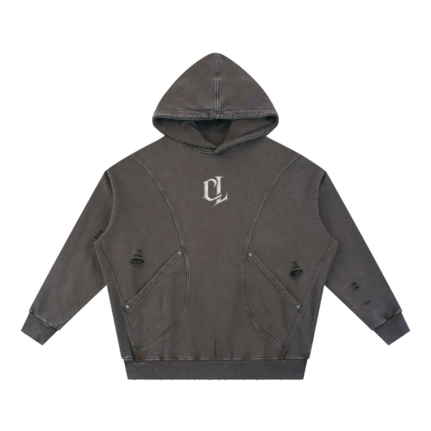 Snow Washed Distressed Cemented Hoodie