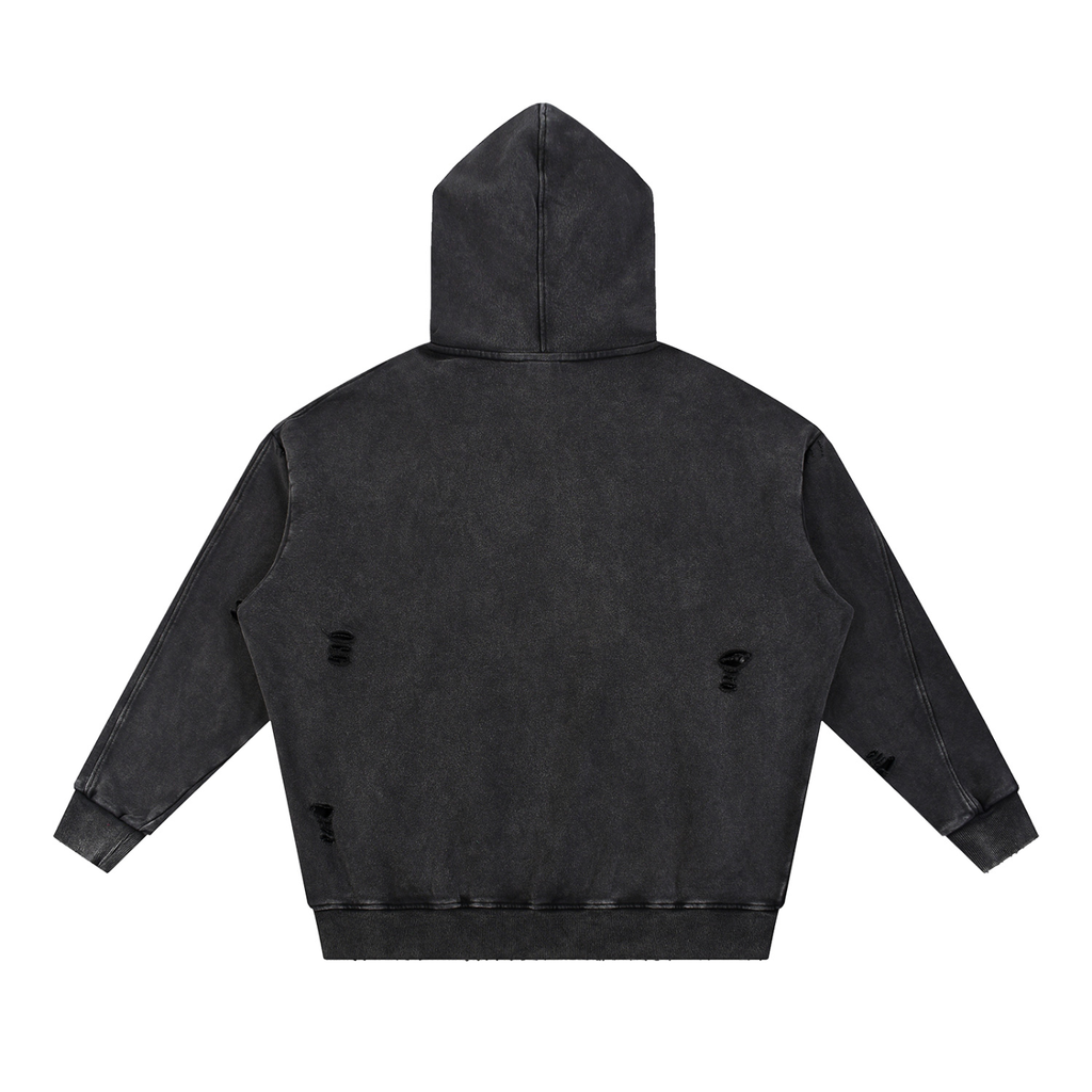 Snow Washed Distressed Cemented Hoodie