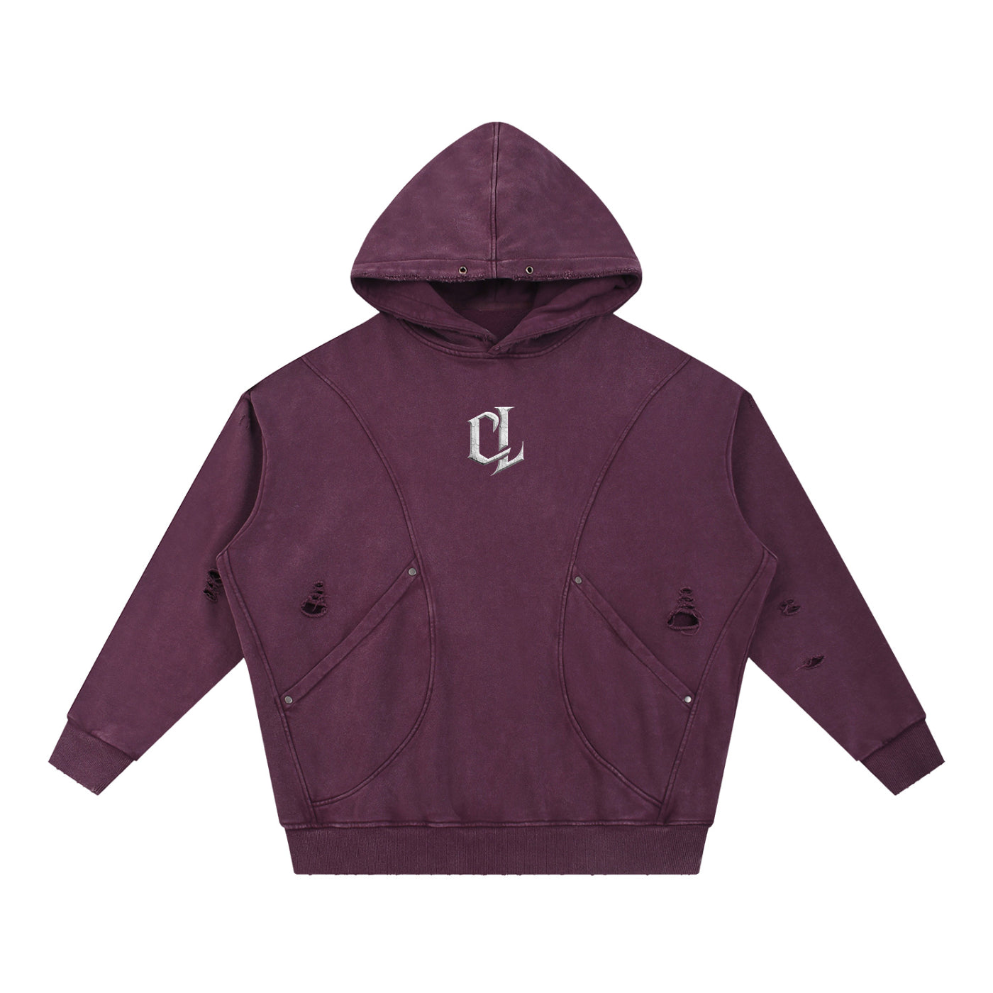 Snow Washed Distressed Cemented Hoodie