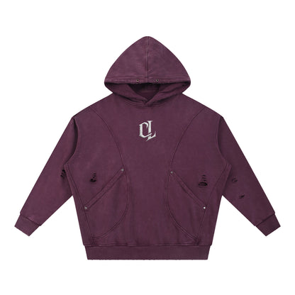 Snow Washed Distressed Cemented Hoodie