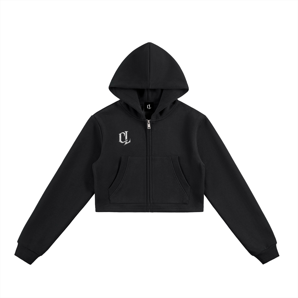 WMNS Leave Your Mark Cemented Cropped Zip-Up Hooide