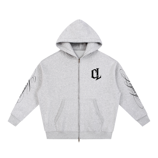 Grey Legacy Zip-Up Hoodie